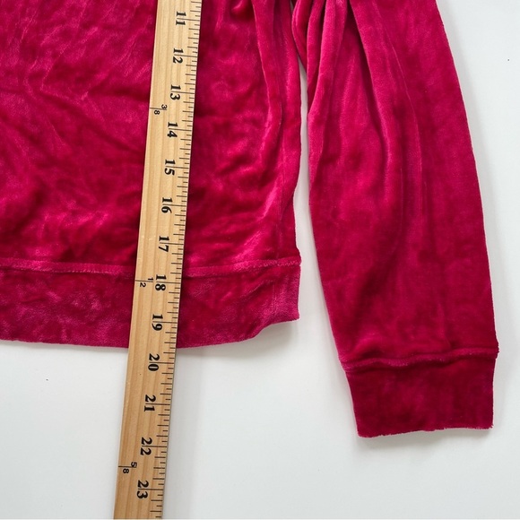 For Days Women's Cranberry Red Fuscia Velvet Velour Crewneck Sweatshirt Size XS - Picture 6 of 6